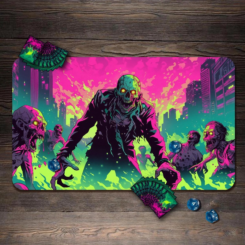 Board Game Zombie - Neon Zombie Apocalypse City Playmat Horror